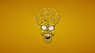 human brain illustration, Mars Attacks, aliens, yellow, movies HD wallpaper