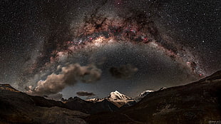snow covered mountain, nature, landscape, Milky Way