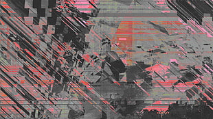 black, gray, and pink abstract painting, glitch art, abstract