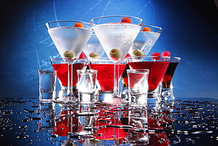 clear martini glass lot HD wallpaper