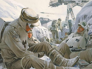 khaki military uniform suit, Star Wars, soldier, AT-AT, Hoth