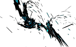 black and blue abstract painting, digital art, simple background, transparency, abstract