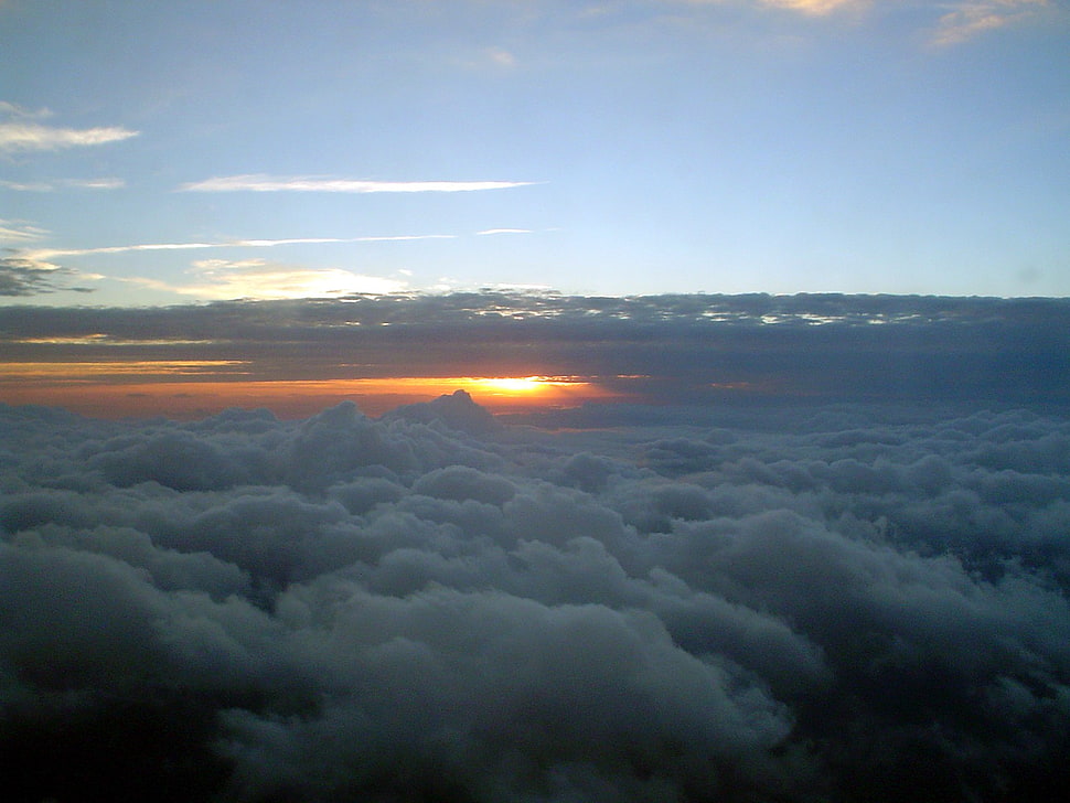 cloudy skies, sky, clouds, sunlight, nature HD wallpaper
