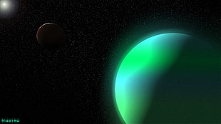 round green planet, space, planet, artwork, universe