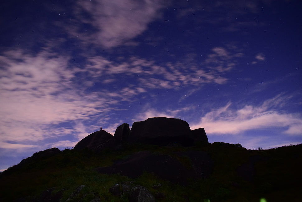 silhouette of mountain HD wallpaper