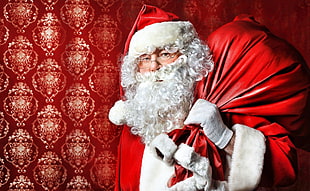 Santa Claus carrying sack photo HD wallpaper