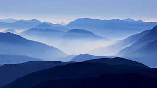 mountains, photography, landscape, blue HD wallpaper