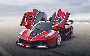 red sports vehicle, Ferrari FXX K, car
