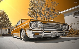 vintage brown car, lowrider, Chevrolet Impala HD wallpaper