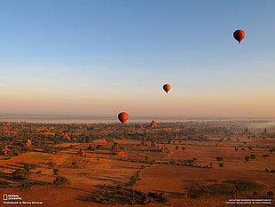 red hot air balloon, National Geographic, hot air balloons, nature HD wallpaper