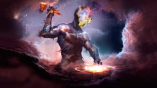 character nebula wallpaper, hammer, gods, anvil, galaxy