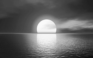 grayscale photography of moon, monochrome, Sun