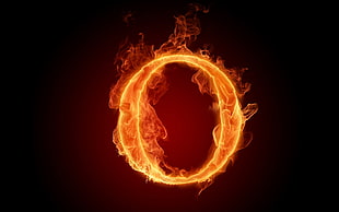 O logo, fire, typography HD wallpaper