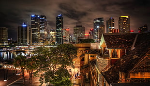 brown high-rise building at night time, cityscape, HDR, Sydney, Australia