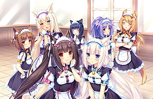 girl maid anime characters, anime, anime girls, Neko Para, Azuki