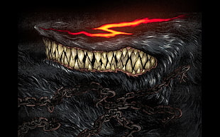 black and red monster animal wallpaper, Berserk, Kentaro Miura, werewolves, chains