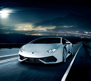 white and black car, car, Lamborghini Huracan