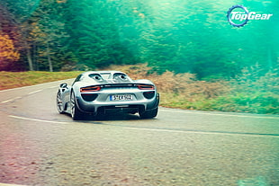gray sports car, 918, Top Gear, Porsche 918 Spyder, Porsche HD wallpaper