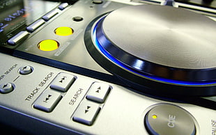 gray and black DJ mixer with lit HD wallpaper