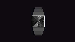 square black analog watch with band, minimalism, watch