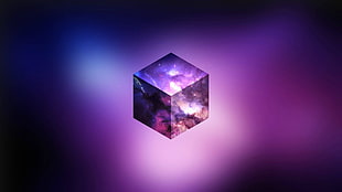 pink and blue galaxy digital wallpaper, abstract, CGI, purple, cube
