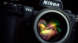 black Nikon DSLR camera, camera, Nikon