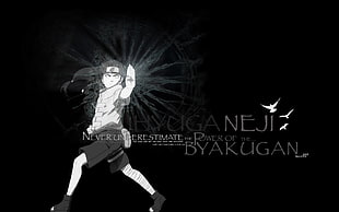 Neji Byakugan, Hyuuga Neji, Naruto Shippuuden, anime boys, monochrome
