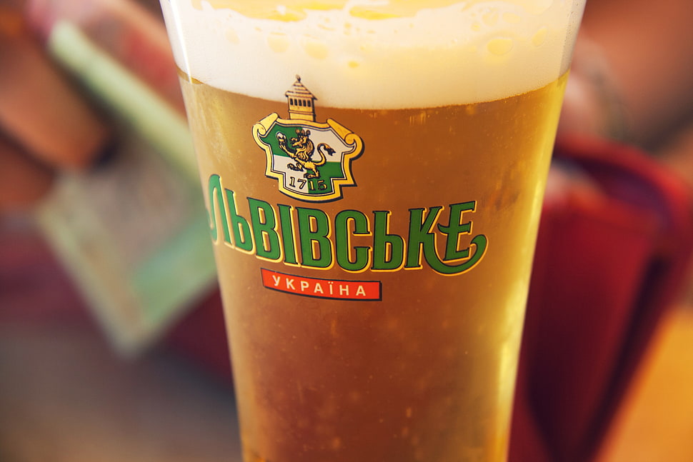 clear pilsner glass, beer, Lvivske, Lvov, alcohol HD wallpaper