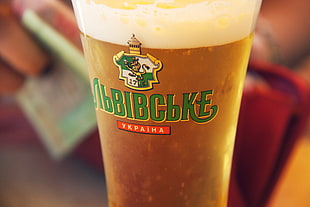 clear pilsner glass, beer, Lvivske, Lvov, alcohol