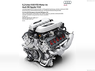 gray engine, Audi R8 Spyder, Audi, Audi R8, car HD wallpaper