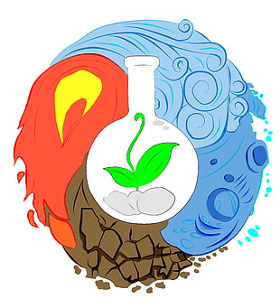green plant illustration, alchemy, four elements, water, wind HD wallpaper