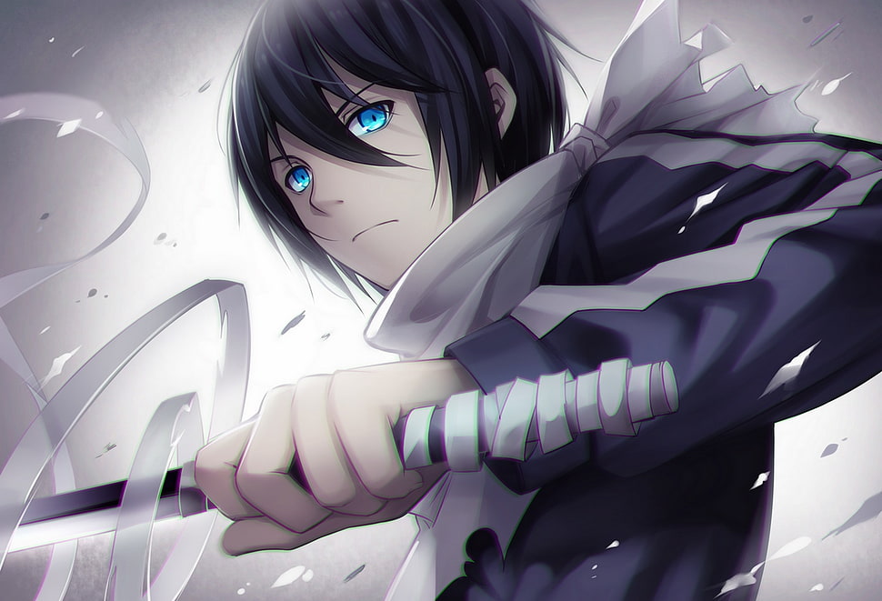 Noragami 032 Folder Icon Noragami 0322  male anime character holding  and biting sword png  PNGEgg