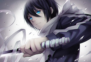 anime male character holding sword