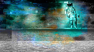 astronaut painting digital wallpaper