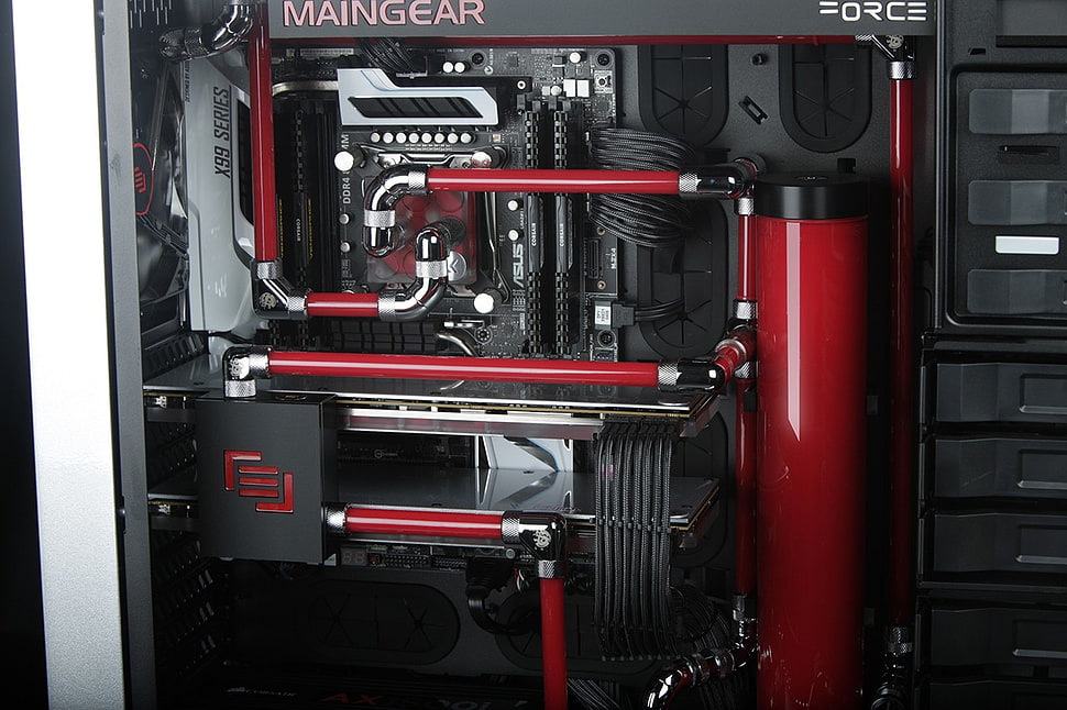black and red computer motherboard HD wallpaper