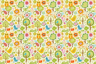 multi-color floral illustration HD wallpaper