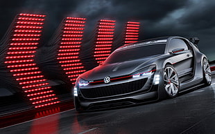 black Volkswagen coupe, Volkswagen, GTI, Gran Turismo, concept cars HD wallpaper