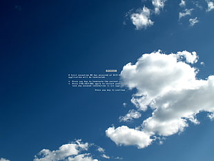 white clouds with text overlay