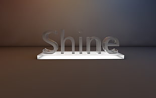 white Shine freestanding letter favor decor above brown surface