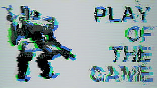 toddler's assorted plastic toys, video games, Overwatch, Bastion (Overwatch), glitch art