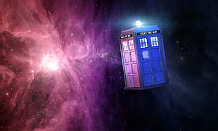 white portable booth with galaxy wallpaper, Doctor Who, TARDIS