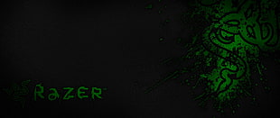black and green Razer digital wallpaper, ultra-wide, Razer Inc.