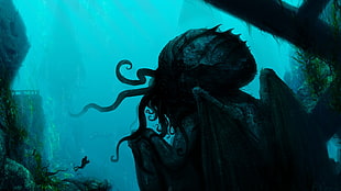 octopus under body of water HD wallpaper