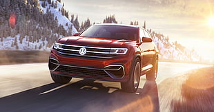 red Volkswagen SUV, VW Atlas Cross Sport, SUV, Cars 2019 HD wallpaper