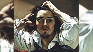 painting of man, painting, Gustave Courbet, portrait, classic art HD wallpaper