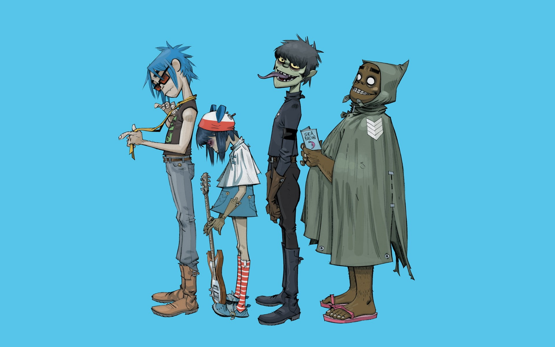 Gorillaz digital wallpaper, Gorillaz, 2-D, Noodle, Murdoc Niccals