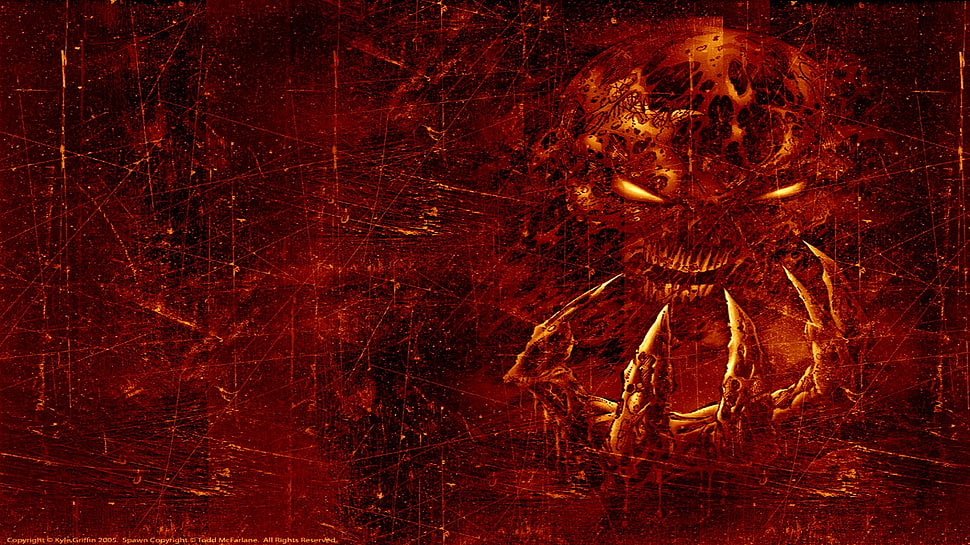 red skull artwork, Spawn, claws, horror HD wallpaper