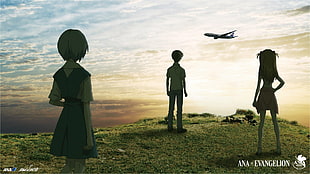 Ana Evangelion screengrab, anime, Neon Genesis Evangelion, Ayanami Rei, Asuka Langley Soryu HD wallpaper