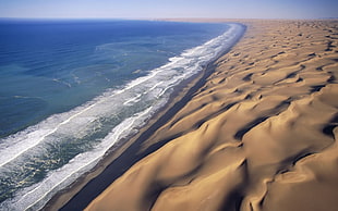 sea waves, landscape, dune, beach, Namibia HD wallpaper