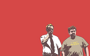 two men in gray and white top illustration, Simon Pegg, Shaun of the Dead, Nick Frost, movies